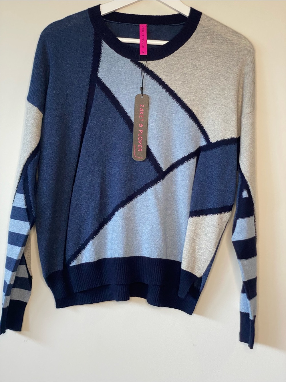 Zaket & Plover Blue Geometric Crewneck Sweater